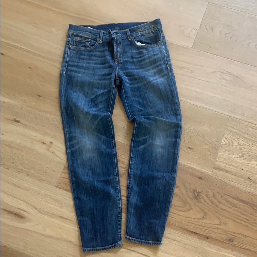 low/mid rise straight leg skinny blue jeans.